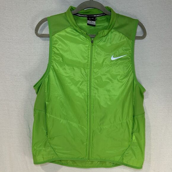 Nike Womens Lightweight Running Vest Full Zip Neon Green Size Medium - Picture 1 of 8